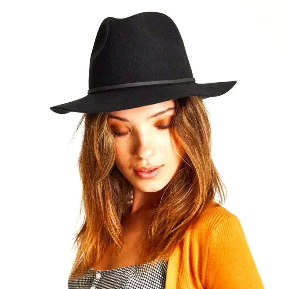 NWT BRIXTON Wesley Fedora Hat Wool Felt Black XS